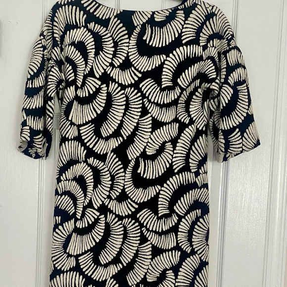 Anthropologie Maeve Dress Black White Puff Sleeve Textured Shift Mini Sz XS - Picture 3 of 5